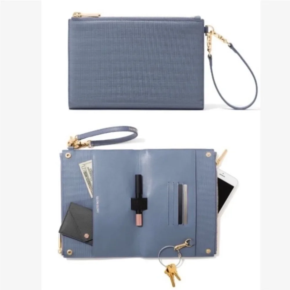Dagne Dover Essentials Clutch Wallet Shoulder Bag in Ash Blue NWOT